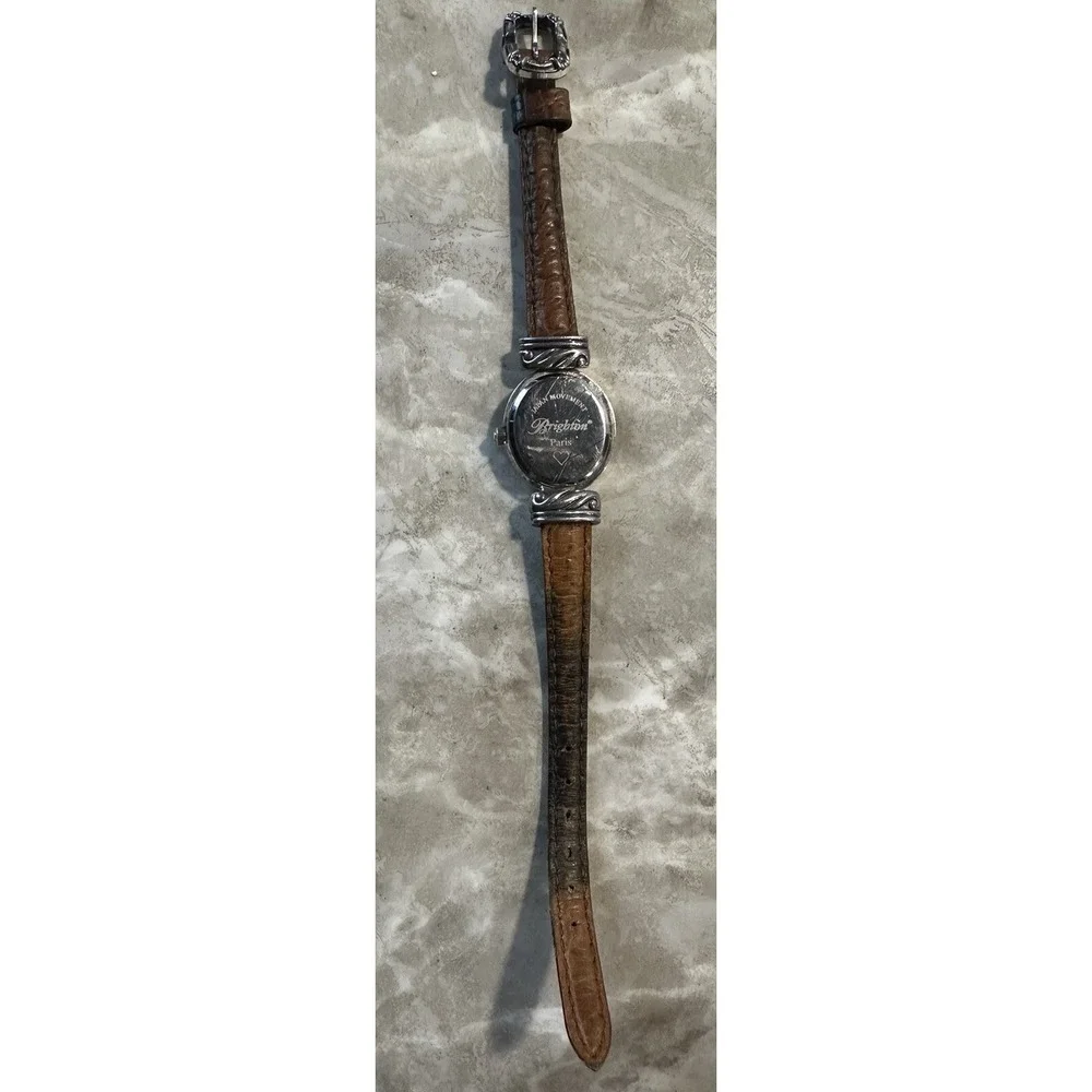 Brighton Paris Reversible Leather Band Watch Women Discolored Band New Battery Z